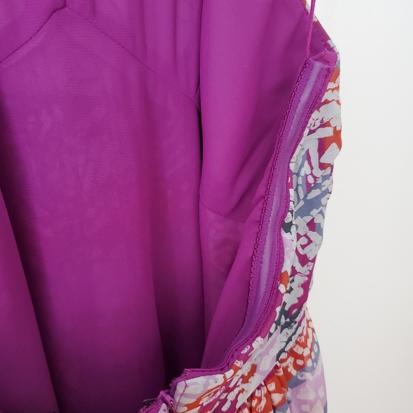 ADRIANNA PAPELL Silk Halter Dress Purple Size 10 - Picture 8 of 12